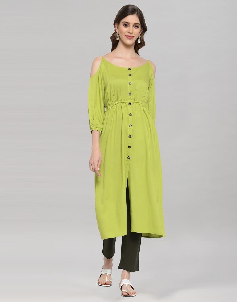 Lime green printed kurta and pants | Geometric print pants, Pants for  women, Aza fashion